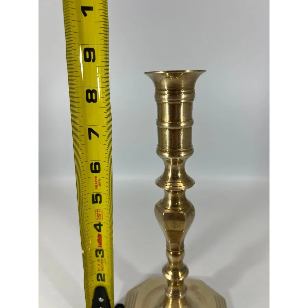Vintage Solid Brass Candlestick Holders Set‎ of 2 Octagon and Twisted Stem